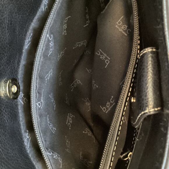 BOC BLACK FAUX LEATHER SHOULDER BAG WITH MULTI ZIP POCKETS - Picture 8 of 11